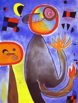 Joan Miró œuvres - Des échelles traversent le ciel bleu dans une roue de feu Joan Miro